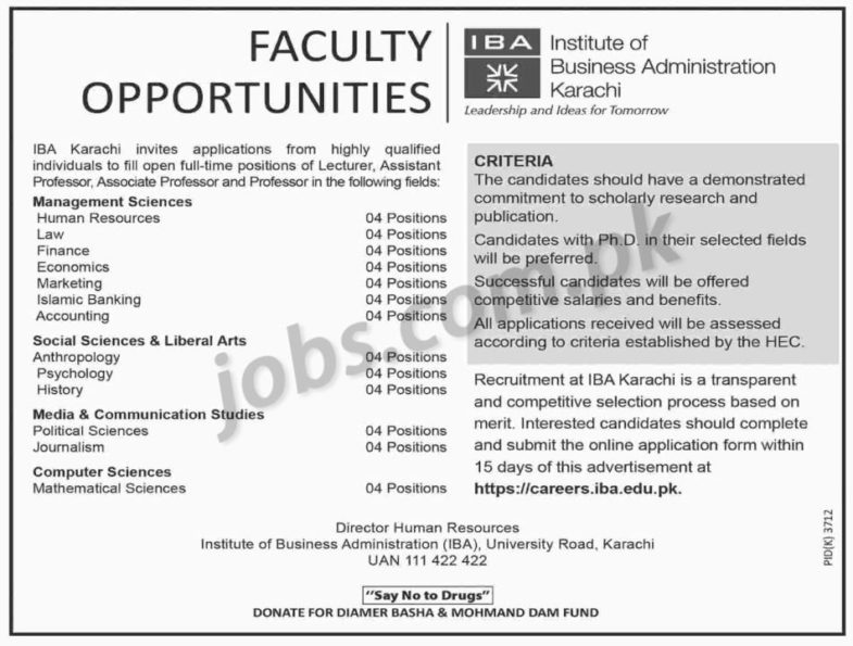 IBA Karachi Jobs 2019 for 52+ Teaching Faculty Posts