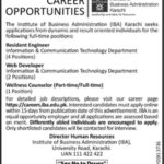 IBA Karachi Jobs 2019 for 7+ IT / Engineers and Wellness Counselor