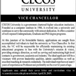 CECOS University Jobs 2019 for Vice Chancellor