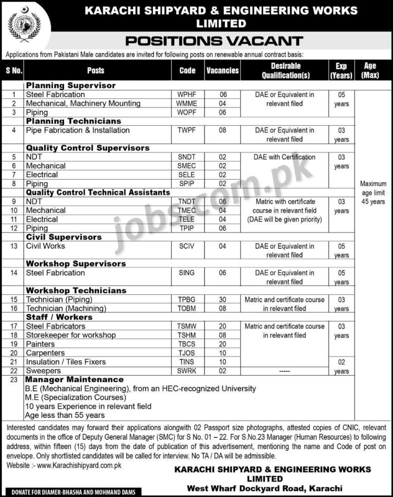 KSEW Pakistan Govt Jobs 2019 for 170+ Matric, DAE, Technical & Support Staff