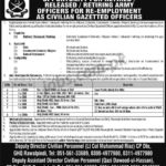 Pakistan Army Jobs 2019 for Retired/Released/Retiring Army Officers as Civilian Gazetted Officers