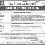 Bank of Khyber (BOK) Jobs 2019 for General Banking Officers and IT Audit Manager (Multiple Cities)