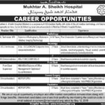 Mukhtar A.Sheikh Hospital Jobs 2019 for Various Admin & Medical Posts
