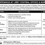 LRBT Jobs 2019 for Receptionist, Accountant & Assistant Officer