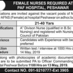 PAF Hospital Peshawar Jobs 2019 for Nursing Sister AFNS