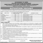 College Education Department Sindh Jobs 2019 for 73+ Support Staff