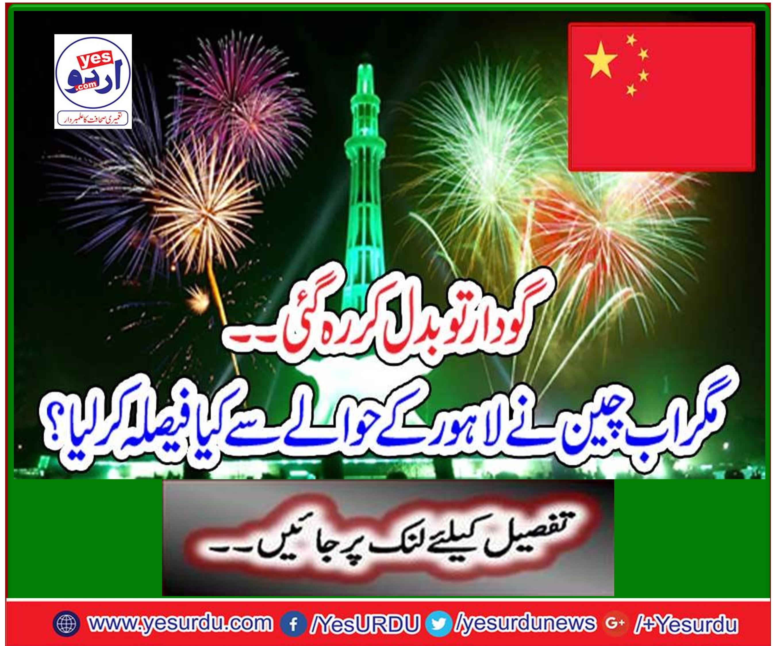 The warehouse changed. But now what decision did China decide regarding Lahore?