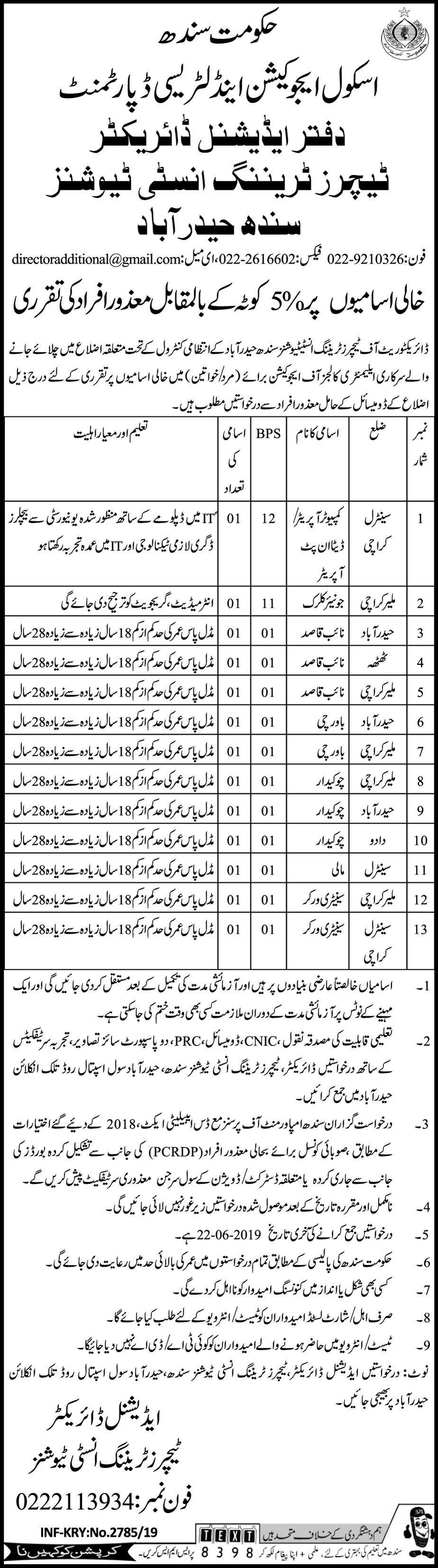 School Education & literacy Department Jobs 2019 For 13+ Posts
