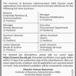 IBA Karachi Jobs 2019 for Admin, Procurement, HR, Library & Managers