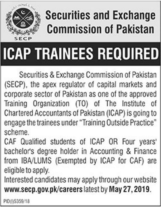 Securities & Exchange Commission of Pakistan (SECP) Training Program 2019 (ICAP Trainees)