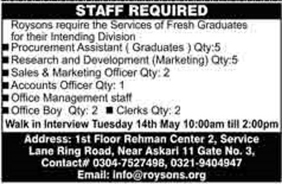 Raysons Jobs 2019 for Fresh Graduates (Multiple Categories) Walk-in Interviews