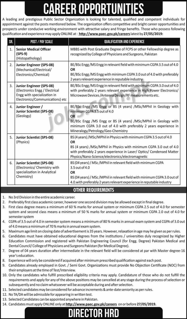 PAEC Jobs 2019 for Junior Engineers, Junior Scientists / BE/BSc/MS/MSc Apply Online