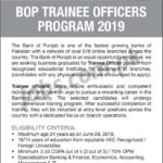 Bank of Punjab (BOP) Trainee Officers Program 2019 – Bachelor/Masters Apply Online (Download NTS Form)