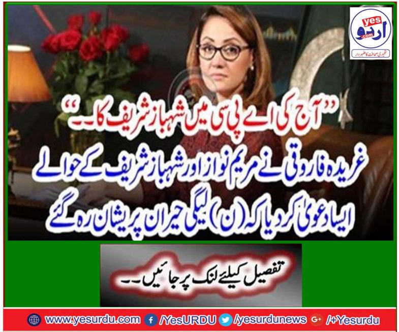 "Today's APC's Shahbaz Sharif ..." Farid Farooqui claims to be the reference to Mary Nawaz and Shahbaz Sharif that (N) Legi was worried about being surprised.