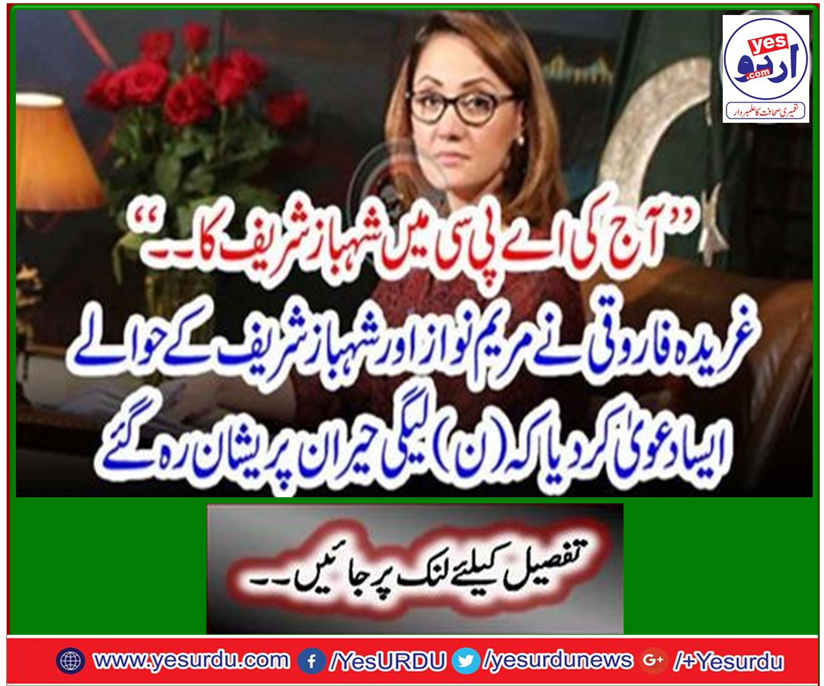 "Today's APC's Shahbaz Sharif ..." Farid Farooqui claims to be the reference to Mary Nawaz and Shahbaz Sharif that (N) Legi was worried about being surprised.