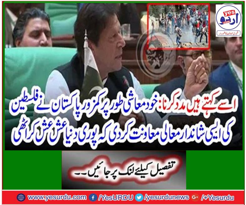 It says it to help: Self-economic Pakistan has helped a great deal of Palestinians that the whole world wrecked