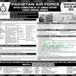 Join Pakistan Air Force (PAF) As Commissioned Officer In 124 Combat Support 