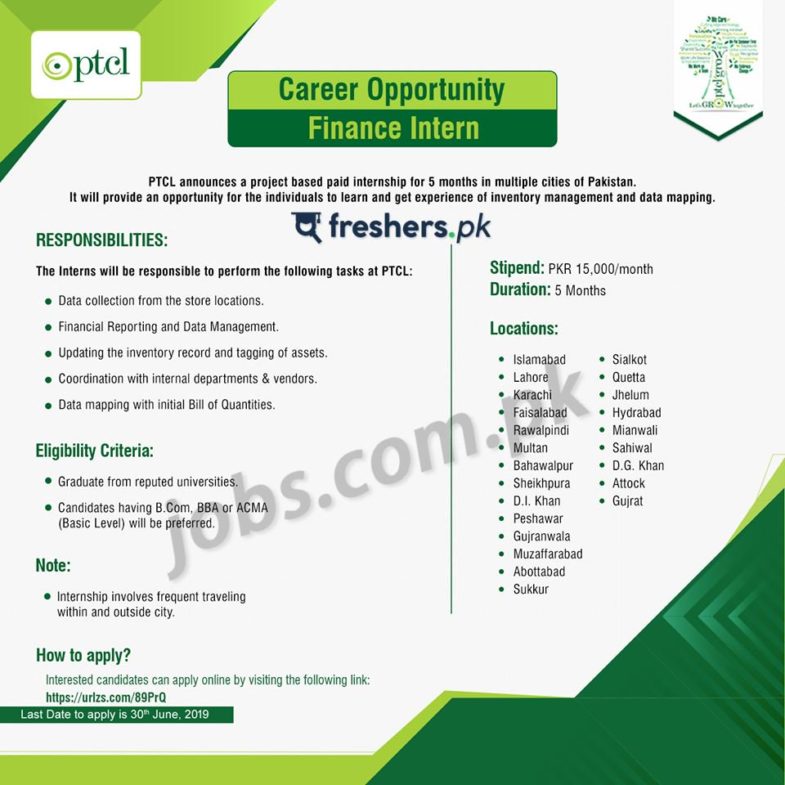 PTCL Internship 2019 (June) Islamabad, Lahore, Karachi & Other Cities