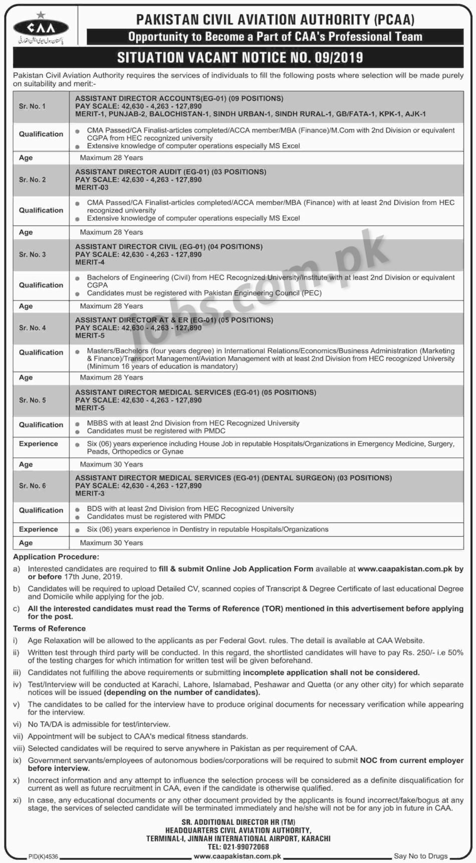 Pakistan Civil Aviation Authority (PCAA) Jobs 2019 for 29+ Posts (Multiple Categories)