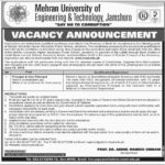 Mehran University Of Engineering & Technology Jamshoro Jobs 2019 For Principal & Vice Principal