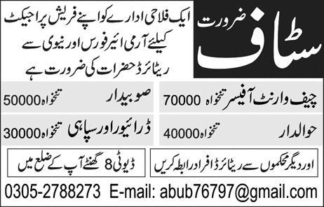 Welfare Organization Jobs 2019 For Chief Warrant Officers, Subedar, Hivaldar, Sipahi / Driver