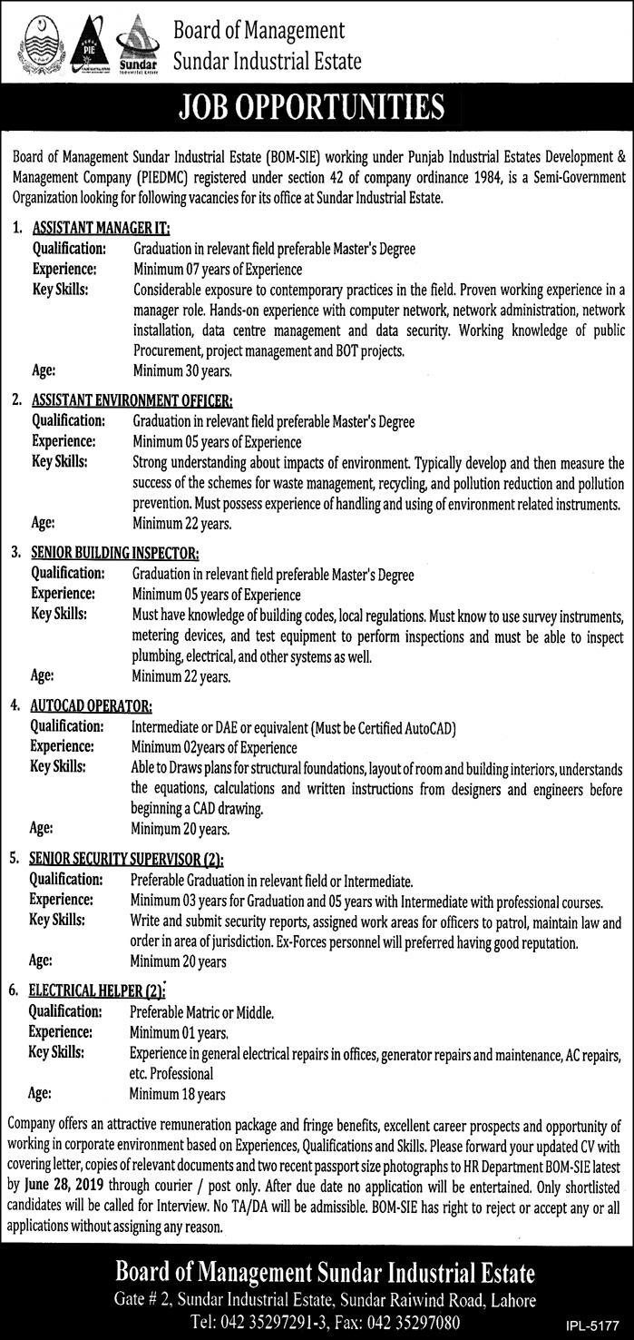 Punjab PIEDMC Jobs 2019 For IT, Building Inspector, Environment Officer, Autocad & Other