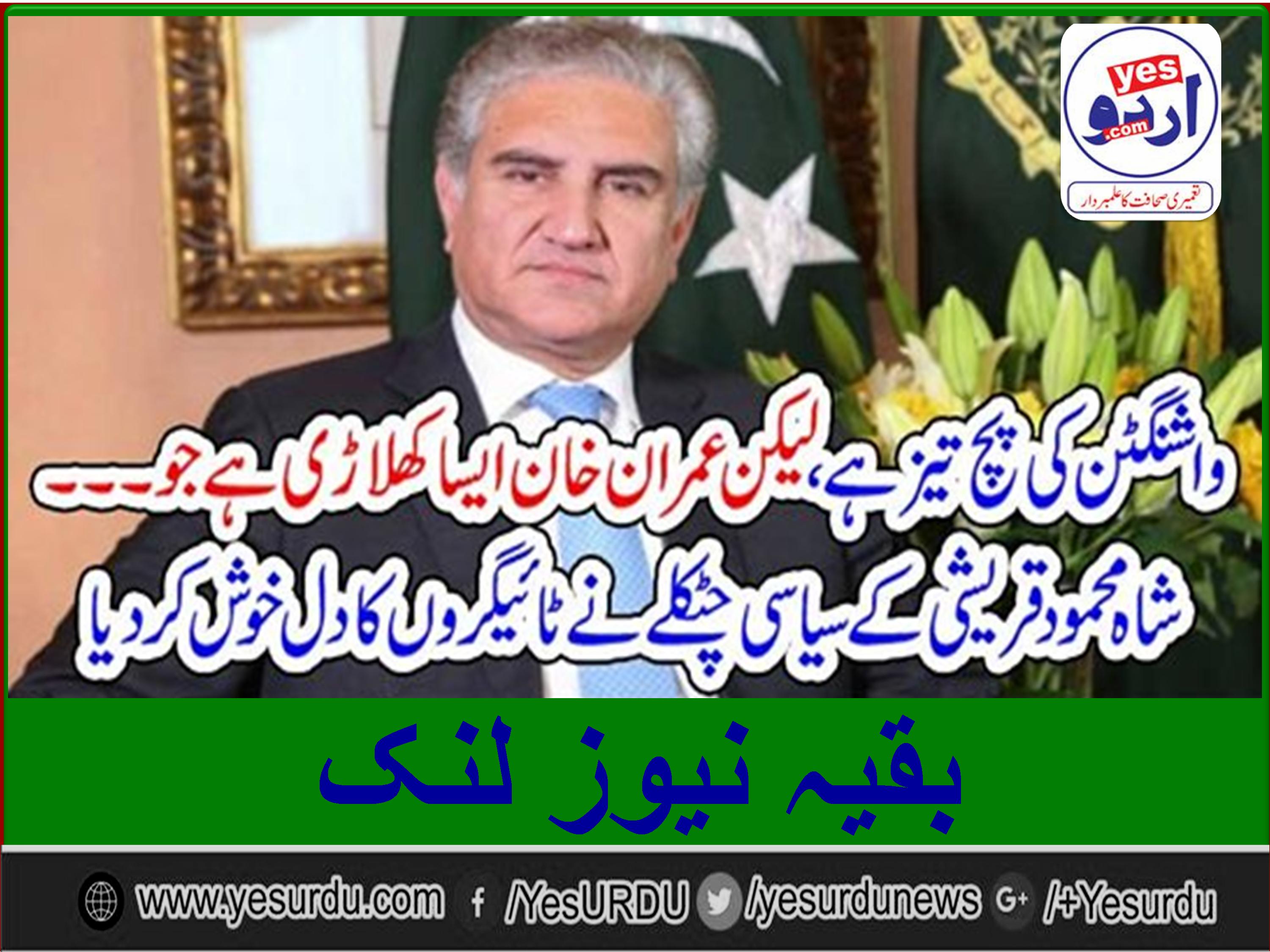 واشنگٹن کی پچ تیز ہے، لیکن عمران خان ایسا کھلاڑی ہے جو ۔۔۔ شاہ محمود قریشی کے سیاسی چٹکلے نے ٹائیگروں کا دل خوش کردیا
