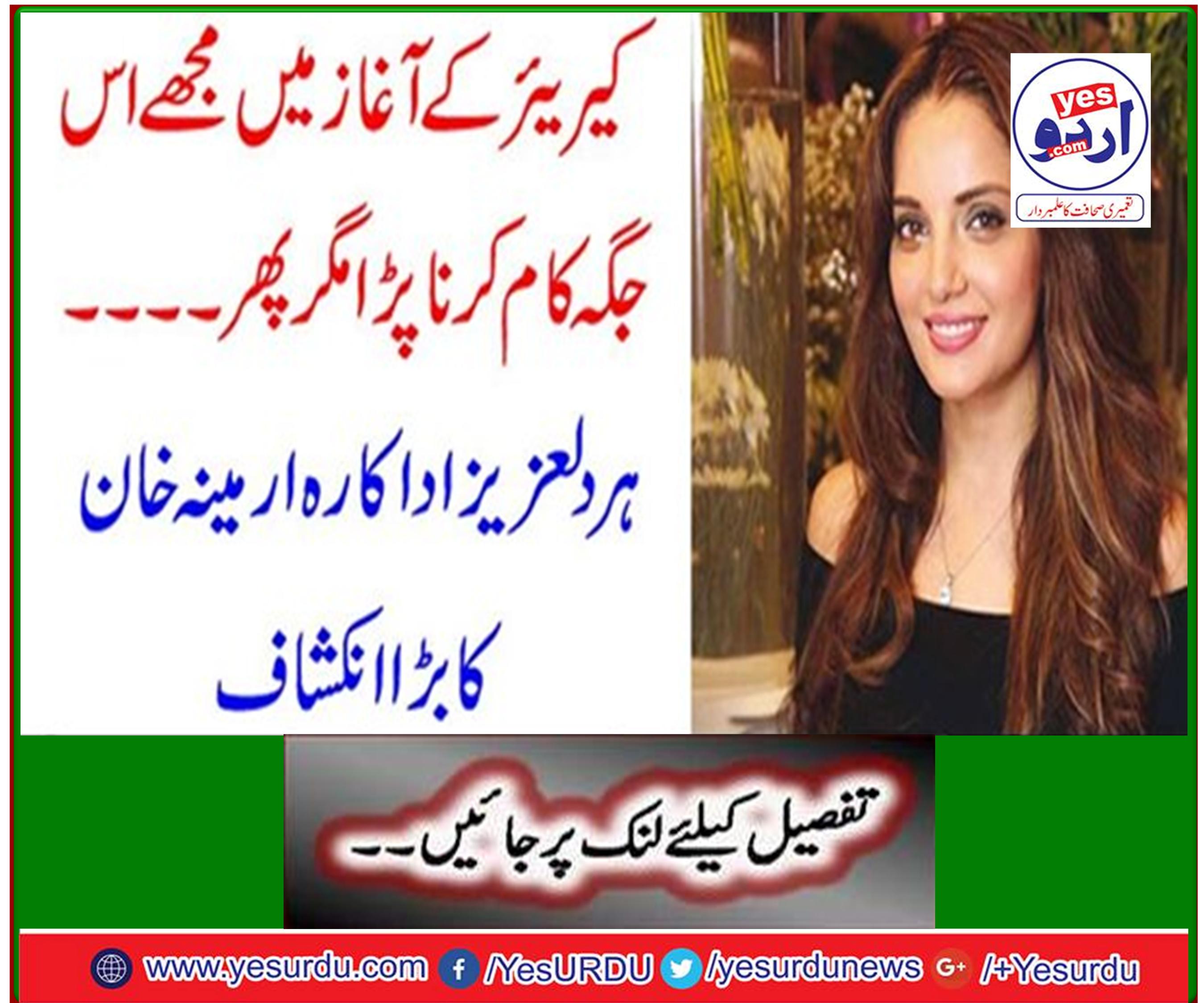 کیریئر کے آغاز میں مجھے اس جگہ کام کرنا پڑا مگر پھر ۔۔۔ہر دلعزیز اداکارہ ارمینہ خان کا بڑا انکشاف