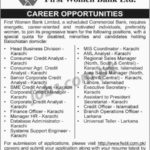 First Women Bank Ltd (FWBL) Jobs 2019 for Universal Tellers, HR, IT, COs & Others (Multiple Cities)