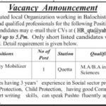 Quetta Local Organization Jobs 2019 for Community Mobilizer
