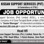 Kissan Support Services / ZTBL Bank Jobs 2019 for Senior Manager