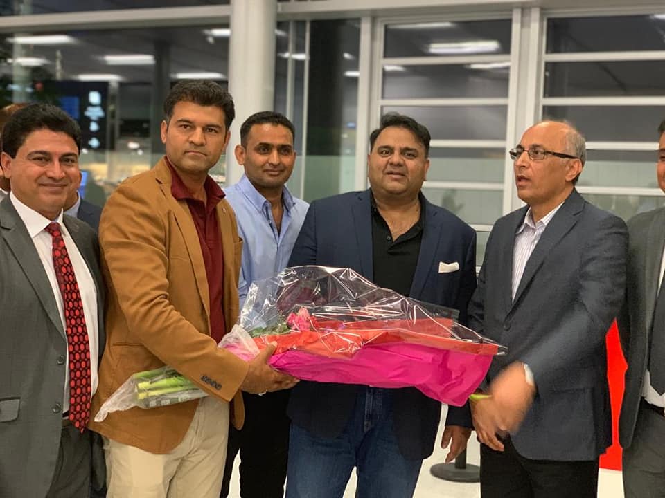 Federal, Minister, for, Science, and, technology, Fawad Chaudhry, reached, paris, on, his, visit, to, France,, Ambassador, Pakistan, Moeen ul Haq, received, him,, at, airport