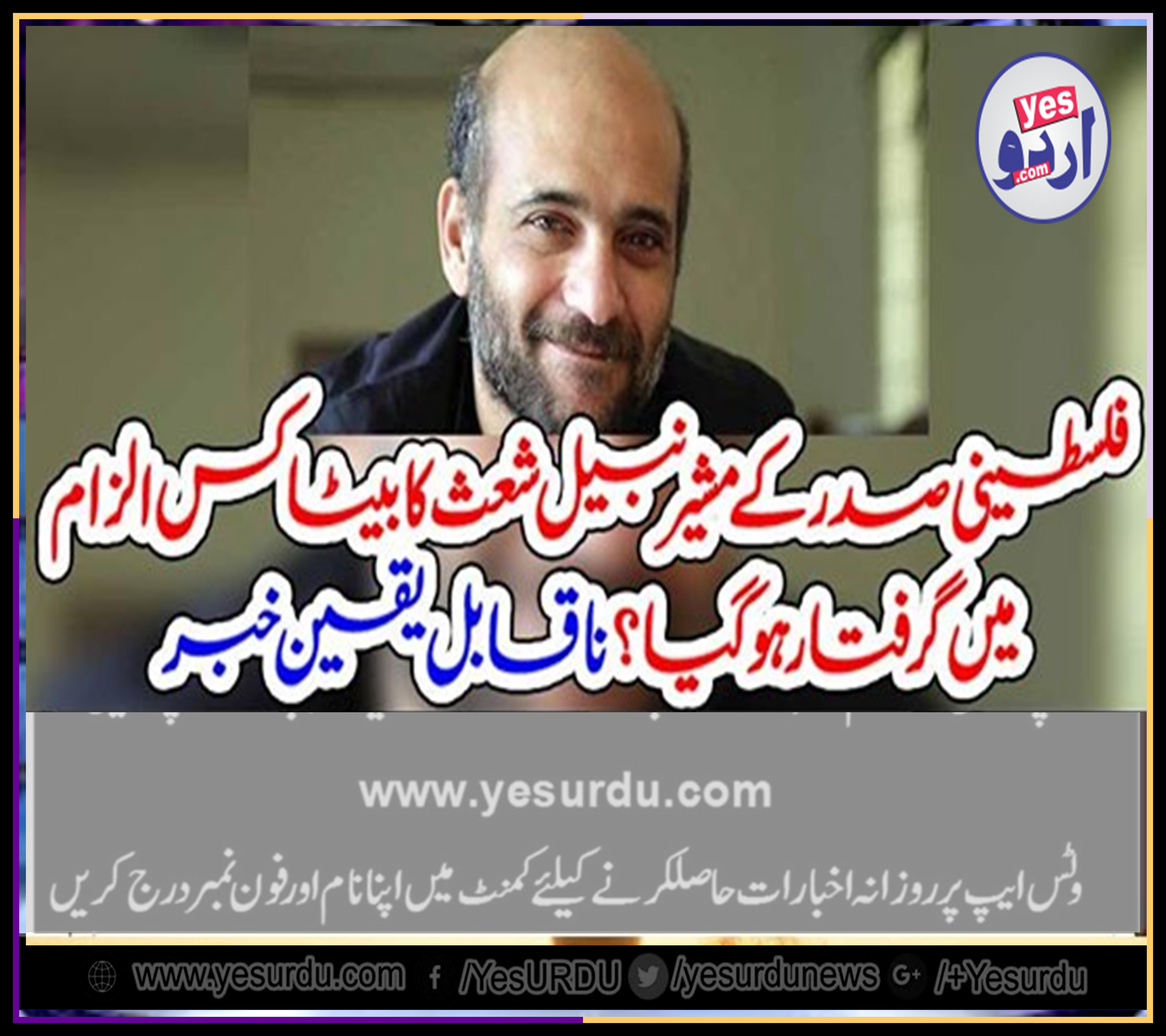 son, of, advisor, to, Prime, Minister, Palestine, nabeel, shaas, arrested, in, a, crime