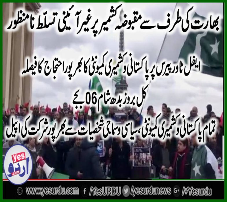 paris, Pakistani, and, Kashmiri, community, jointly, organized, protest, against, indina, amendment, in, law, for, kashmir 
