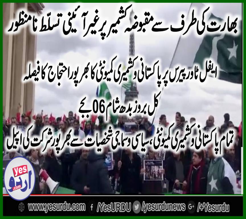 paris, Pakistani, and, Kashmiri, community, jointly, organized, protest, against, indina, amendment, in, law, for, kashmir