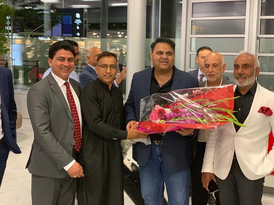 Federal, Minister, for, Science, and, technology, Fawad Chaudhry, reached, paris, on, his, visit, to, France,, Ambassador, Pakistan, Moeen ul Haq, received, him,, at, airport