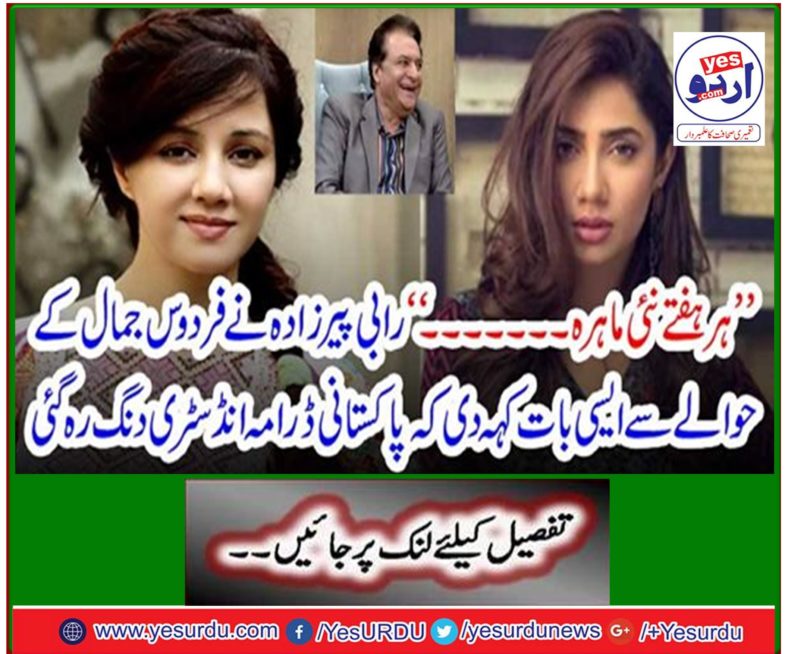 Rabbi Pirzada said in reference to Firdous Jamal that Pakistani drama industry was stunned.