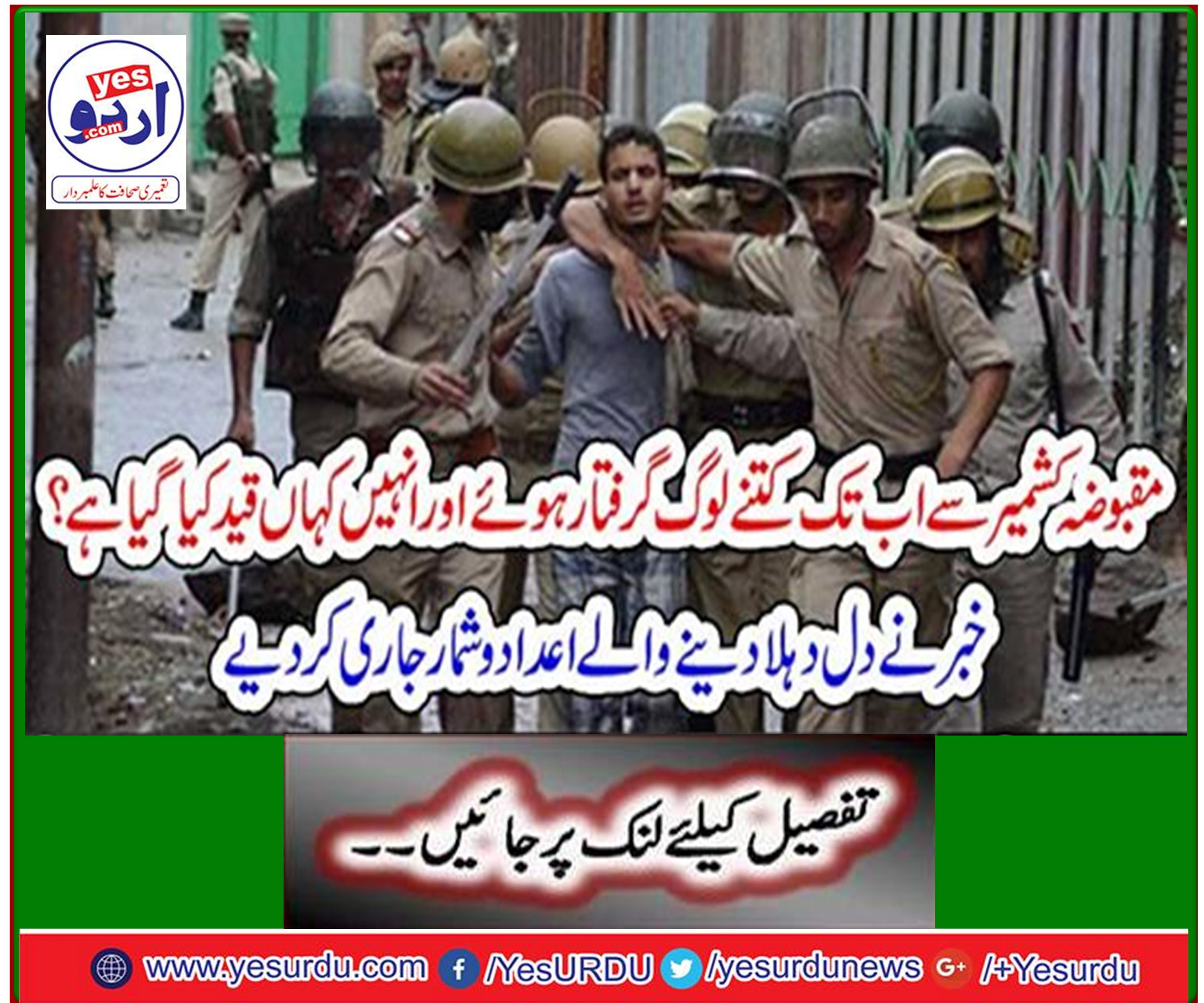 How many people have been arrested so far from occupied Kashmir and where have they been imprisoned? The news released heartbreaking statistics