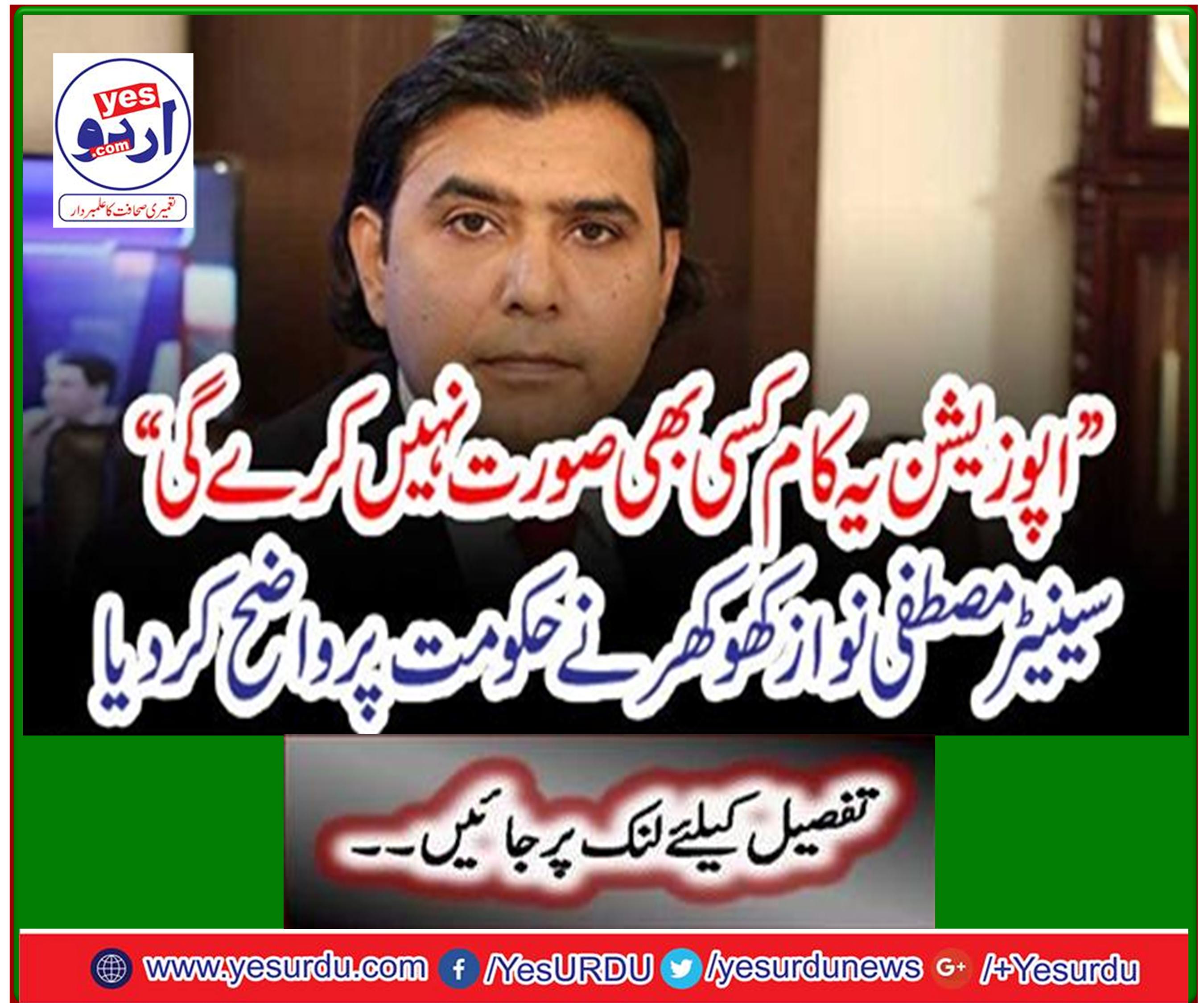 Opposition will not do anything about it ", Senator Mustafa Nawaz Khokhar blamed the government