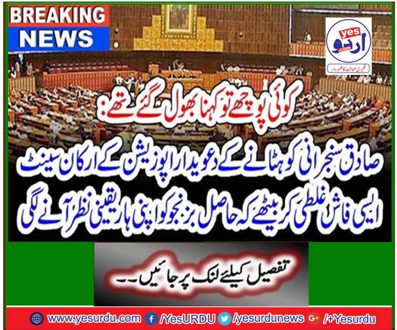 Someone forgot to say: Opposition members seeking to remove Sadiq Sanjrani had made such a rash mistake that the gaining Bizenjo was sure to lose.