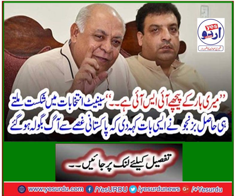 Bizenjo, who was defeated in the Senate elections, said that Pakistan's anger had gone up in flames.