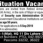 Lahore Cantt Jobs 2019 for Security / Administration Officer
