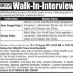 National Logistics Cell Jobs 2019 for Senior Manager Project & Manager Project (Walk-in Interviews)