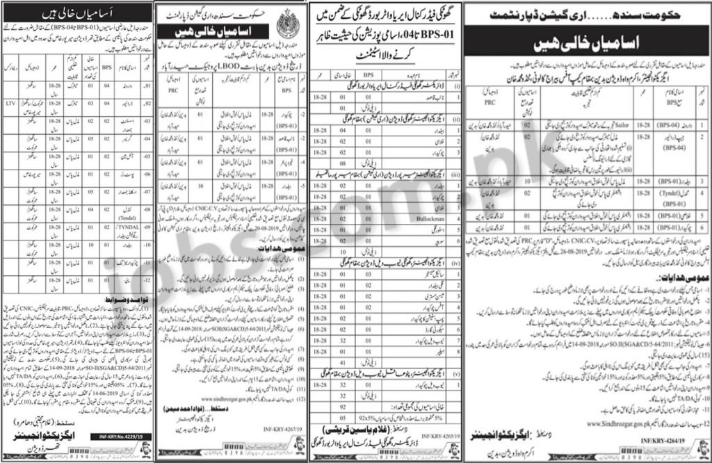 Irrigation Department Jobs 2019 for 50+ Staff Posts (Multiple Districts)