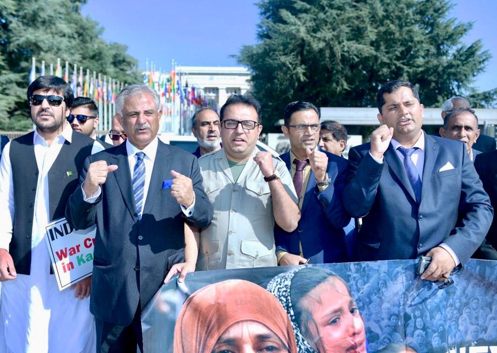 PAKISTANI, AND, KASHMIRI, COMMUNITY, RAISED, PROTEST, BEFORE, UN, OFFICE, IN, GENEVA, SWITZERLAND 