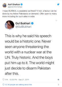 ON, IMRAN KHAN'S, ADDRESS, TO, THE, UN, ISPR'S, TWEET, MAKE, GUL BUKHARI, AND, OTHER, ACTIVISTS, ON, FIRE