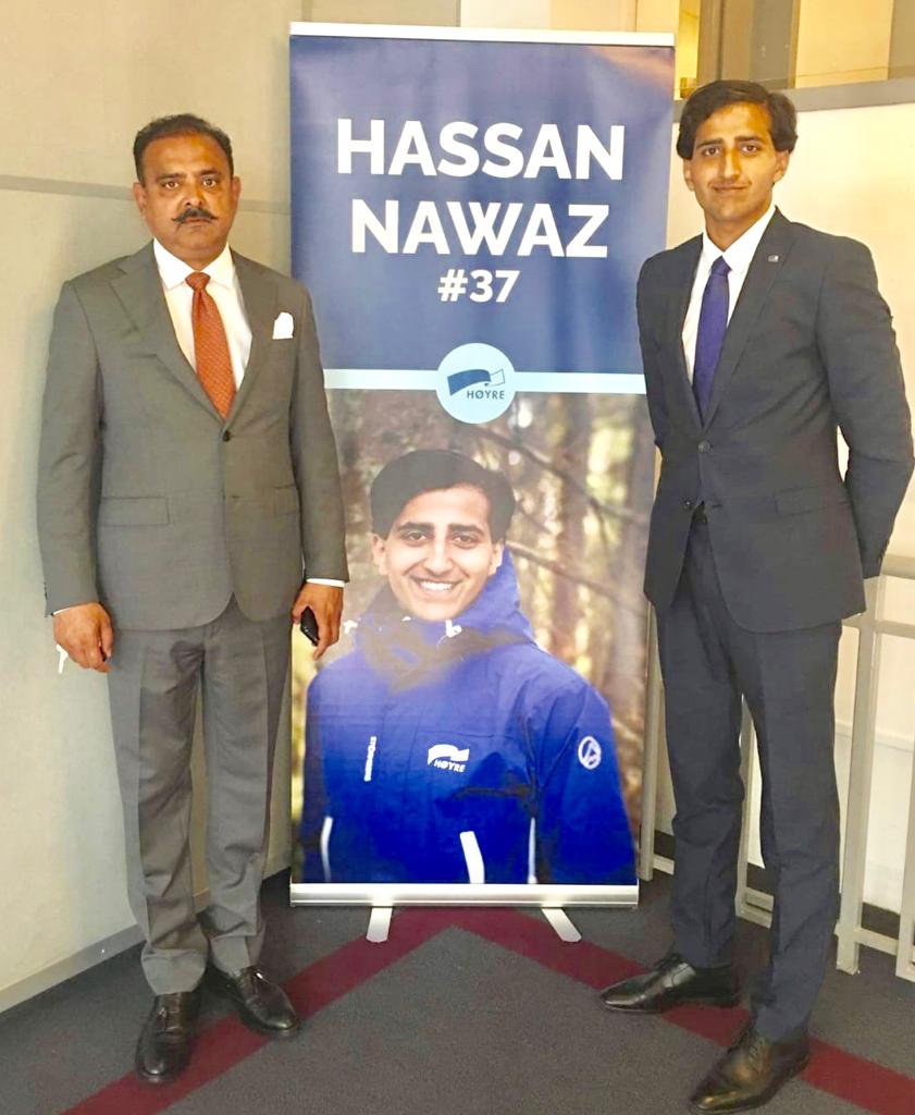 Qari Farooq Ahmed, member, punjab, council, greeted, son, of, Ch Jehangir Nawaz, President, PPP, Norway, on, being, elected, Oslo, municipal, corporation, member