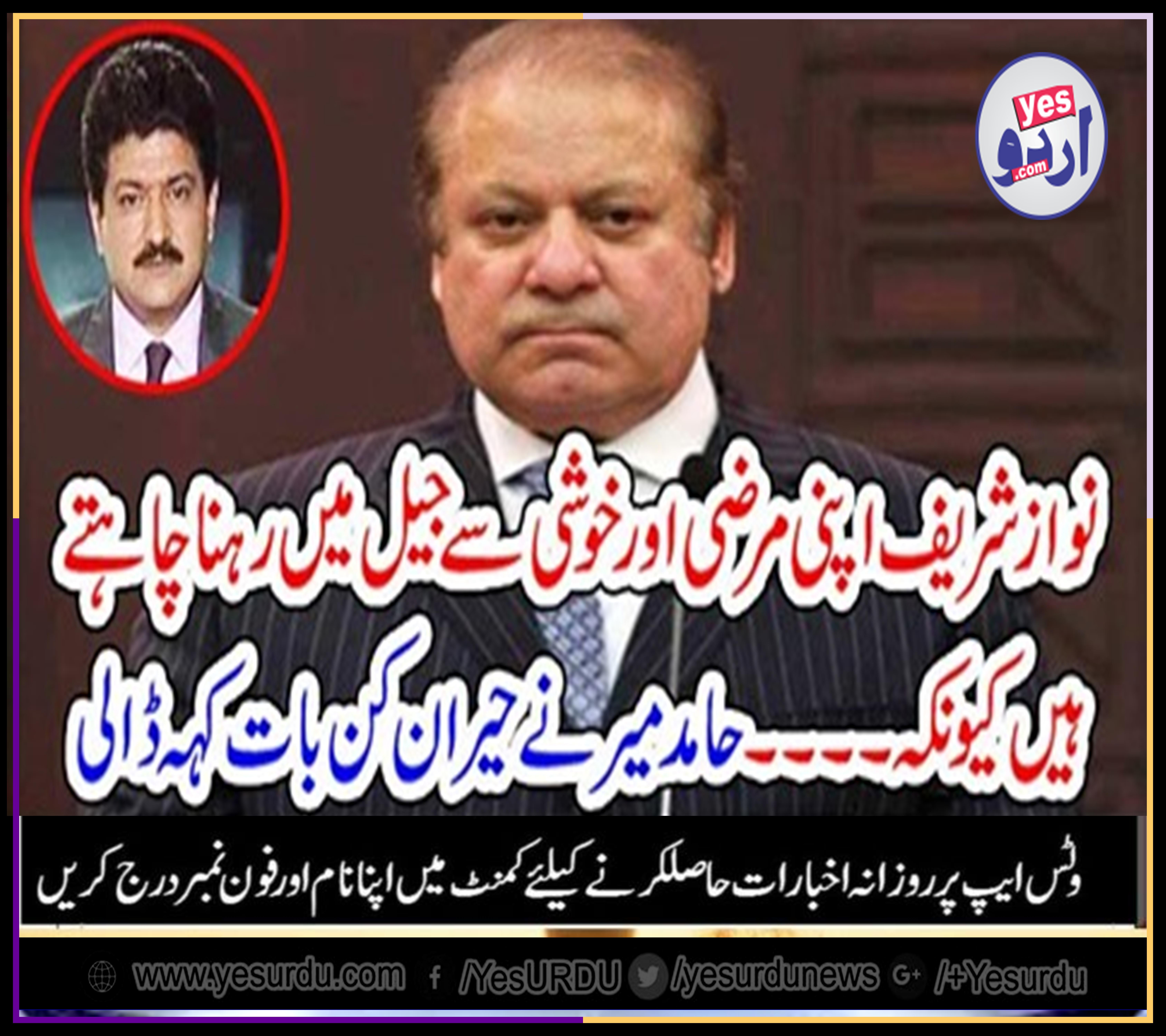 nawaz shareif, want, to, stay, in, jail, himself, says, hamid mir