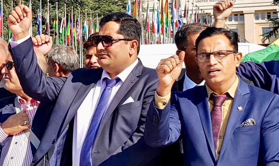 PAKISTANI, AND, KASHMIRI, COMMUNITY, RAISED, PROTEST, BEFORE, UN, OFFICE, IN, GENEVA, SWITZERLAND 