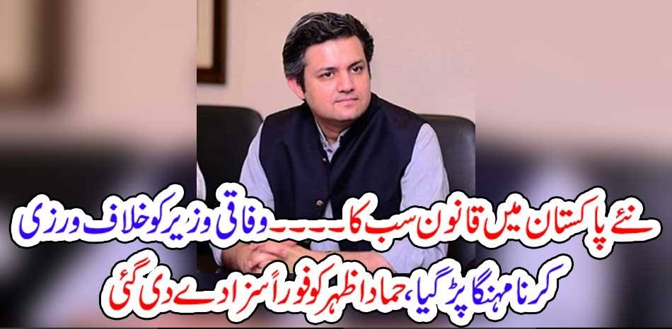 LAW, IS, EQUAL, FOR, EVERYONE, IN, NEW, PAKISTAN, FEDERAL, MINISTER, HAMAD AZHAR, CONVICTED, BY, MOTORWAY, POLICE